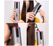 Rechargeable Cordless Auto Hair Curler - Grey and Pink