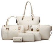 6 Pieces PU Leather Lattice print Composite Bags Set for Women - Off White  - Similar Product Imag - ID 115034