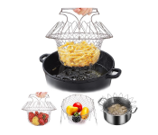 GTC Foldable Stainless Steel Deep Fry Chef Basket - Silver