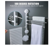 Stainless Steel Wall Mounted Swivel Towel Rack Holder Hanger with 4 Swing Bars - Silver  - Similar Product Imag - ID 114755