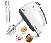 GTC Electric 7 Speed Hand Mixer with 4 Pieces Stainless Food Blender - White