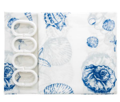 Royalford RF10459 Shower Curtain White and Blue Image