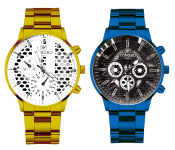 Set of 2 Formal Edition Mens Analog Watches - Blue and Gold