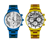 Set of 2 Classic Edition Unisex Analog Watches - Blue and Gold