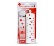 Afra AF-004EXRD 4 Way 3M 4 Universal Sockets Extension Cord - White