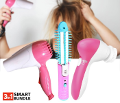 Foldable Mini 1000 Watts Hair Dryer With Hot And Cold Wind + 5 In 1 Beauty Care Massager JA164 - Assorted + HTC HTC-8813-HS 2 2in 1 Curler & Straightner 17 Watts 