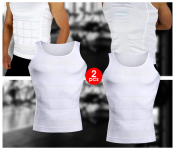 RMN 2 Pieces Combo Medium Slim N Lift Slimming Shirt For Men - White