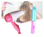HTC HTC-8813-HS 2 2in 1 Curler & Straightner 17 Watts + Foldable Mini 1000 Watts Hair Dryer With Hot And Cold Wind