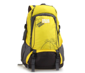 Galaxy Mountain and Letter Graphic Mesh Panel Hiking Backpack - Yellow