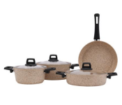 Royalford RF10980 7 Piece Gabbro Granite Coated Cookware Set - Rosegold