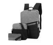 Unisex 3 Pcs Sets Business Laptop Backpack - Grey