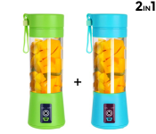 Portable Rechargeable Juice Blender 6B With USB Charger JA016 - Green + Portable Rechargeable Juice Blender 6B With USB Charger JA016 - Blue 