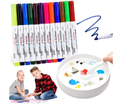 Water Painting Pen-DIY Drawing Floating Pen in Water-Doodle Drawing Pens-Marker Pen with Ceramic Spoon-Color Pen to Hone Children Hands-on Skills 12 Colors 