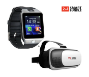 Smart Watch Rubber Strap With Sim Slot DZ-09 - Black + VR Box Version Virtual Reality Glasses - Rift 3D Movies & Games