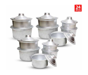 RMN 24 Pieces Genuine Quality Aluminum Cookware Set - Silver