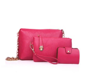 Ladies Luxury JA061 DDSK Bag 3 Pieces Set With Bear - Dark Pink  - Similar Product Imag - ID 121995