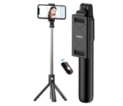Kakusiga Portable Wireless Remote Control Bluetooth Foldable Mini Tripod Selfie Stick - Black