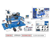 DK1053 Parking Lot With 3 Pieces Metal Cars and Metal Plane Activity Toy For Kids - Blue