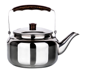 Stainless Steel 2 Litre Tea Kettle With Wooden Backlite Handle Travel Mug - Silver