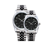 Galaxy Ocean Eagle Time Stainless Steel Date and Water Resistance Couple Watch Set - Silver and Black  - Similar Product Imag - ID 120524