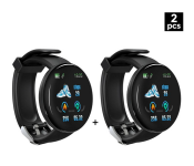 RMN 2 Pieces of D18 Fitness Tracker Bluetooth Smart Bracelet Heart Rate Monitor with colour LCD Touch Screen for Android and iOS - Black