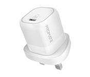 Promate Ultra-Compact 25Watts GaN USB-C Fast-Charging Short-Circuit Protection UK Wall Charger - White