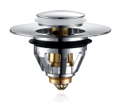 Wash Basin Bounce Drain Filter Pop Up Drain Stopper for Bathroom Sink - Silver