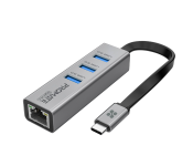 Promate Multiport USB-C Hub with Ethernet Adapter - Grey