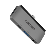 Promate 4-in-1 100Watts Multi-Media Type-C Hub Adapter - Grey