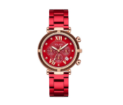 Starry Sky Analog Watch with Stainless Steel Strap for Women - Red