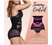 Taqdeer Large Tummy Control Criss Cross Shaping Panel for Women - Black
