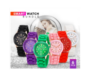 Geneva Silicone Band Woman Watch - White + Geneva Silicone Band Woman Watch - Red + Geneva Silicone Band Woman Watch - Blue + Geneva Silicone Band Woman Watch - Black + Geneva Silicone Band Woman Watch - Purple + Geneva Silicone Band Woman Watch - Green 