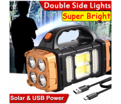 Generic 5 in 1 Solar Torch Light Super Bright Led Flashlight Waterproof 4 Modes Searchlight Emergency with Power Bank - Black