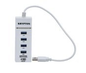 Krypton KNA5428 LED Power Light USB 2.0 Super Hub - White