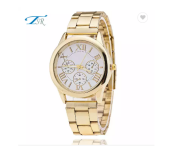 AKM Geneva Analogue Large Dial Watch - Gold 