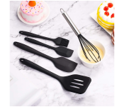 GTC 22000935 Set of 5 Piece Non-stick Heat Resistant Silicone Cooking Utensils with Turner - Black  - Similar Product Imag - ID 124371