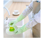 GTC 22000953 1 Pair Full Long Cuff Flock Lining Household Waterproof Dishwashing Gloves - Green  - Similar Product Imag - ID 124353