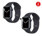 2 Pcs Series 7 T200 Plus Smartwatch Fit Pro - Black
