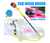 GTC 22000958 Rotating Car Wash Brush with Soap Dispenser Spin Scrubber and Long Handle for Car Washing - Black and Yellow