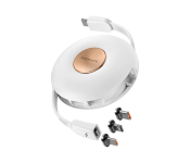 Promate 3-in-1 Retractable 60Watts USB-C Magnetic Charging Cable - White