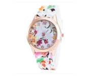 Floral Dial Silicone Band Analog Watches for Women