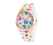 Floral Dial Silicone Band Analog Watches for Women - White 