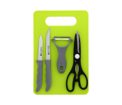 Royalford RF10463 5Pc Set (2 Knives+Scisor+Peler+Board)