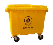 Industrial 660 Liter 4 Wheeled Flat Lid Waste Bin - Yellow  - Similar Product Imag - ID 128034