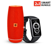 Microdigit MRS372T Mini Portable Bluetooth Speaker - Red And Orange + Huawei Band 6 With SpO2 Tracking - Graphite Black