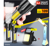Set Of 2 9000LED Mini Zoomable USB Rechargeable Flash Light - Black + Impex IL 680-A Super Touch Rechargeable LED Lantern - Blue And White + Portable Pocket Flashlight Keychains Mini Lantern LED Flashlight Work Light USB Rechargeable For Outdoor Camping Light Corkscrew