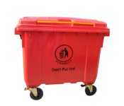 Industrial 660 Liter 4 Wheeled Flat Lid Waste Bin - Red  - Similar Product Imag - ID 128035