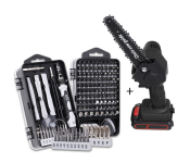 FN-Professional 115 In 1 Mobile Repair Magnetic Screwdriver Bit Tool Set + Generic 6 Inch 1200 Watts Electric Chain Saw Cordless Cutter Tool Kits - Black