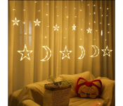 Star Moon Warm Led String Lights Curtain Decor Festival Lights with Battery and USB Charger - 3.5 Meter  - Similar Product Imag - ID 128940