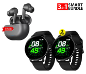Pack Of 2 D15 Smart Watch With Heart Rate Monitor Wristband - Black + J99 Mini Touch True Stereo Bluetooth Headset - Black